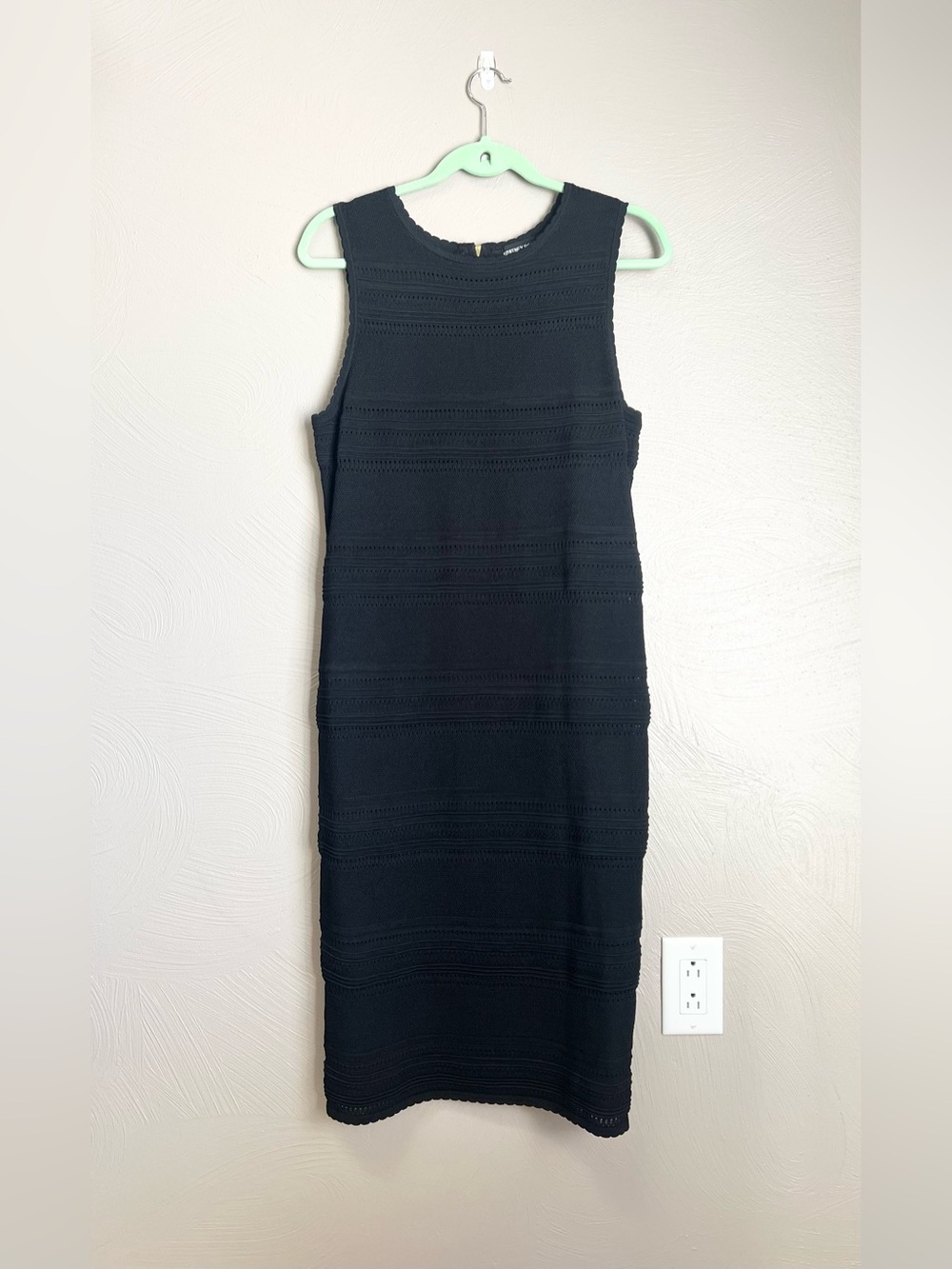 Whitney Port Black Pointelle Column Knit Dress
